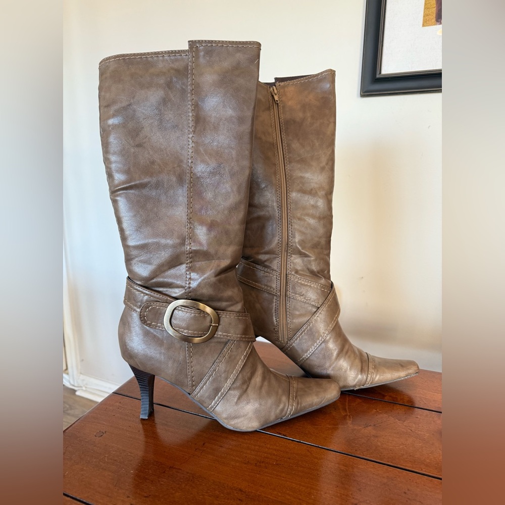 CL by Laundry Taupe Heeled Boots